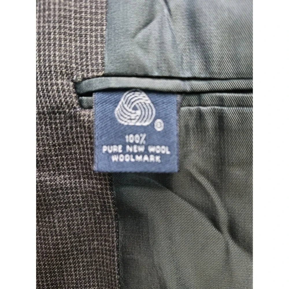 Brooks Brothers Mens 40R Wool Sport Coat Gray Brown Check Two Button USA